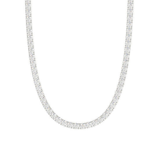 14K WHITE GOLD 4 3/4CT 18" ROUND DIAMOND LADIES TENNIS NECKLACE