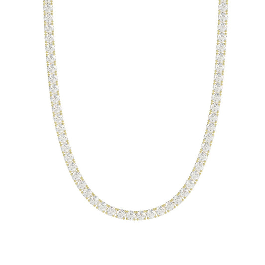 14K YELLOW GOLD 6 7/8CT 16" ROUND DIAMOND LADIES TENNIS NECKLACE