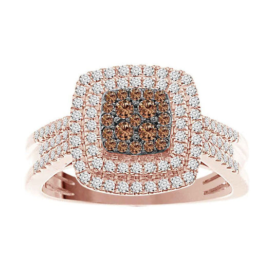LADIES RING 0.55CT ROUND/DARK BROWN DIAMOND 14K ROSE GOLD
