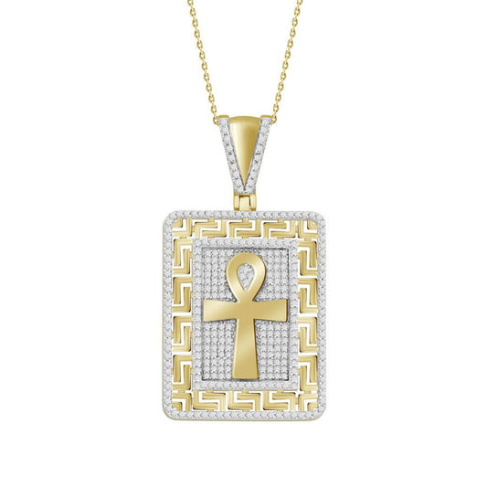 MEN'S CHARM 0.70CT ROUND DIAMOND 10K YELLOW GOLD