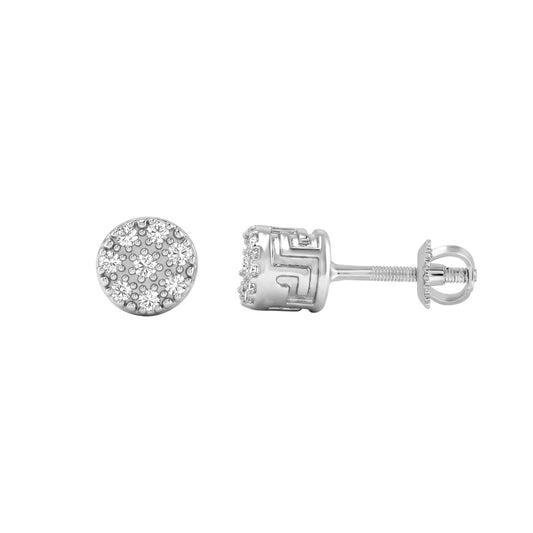 Ladies Sterling Silver 0.05Ct Round Diamond Fashion Earrings Classic Ladies Diamond Jewelry