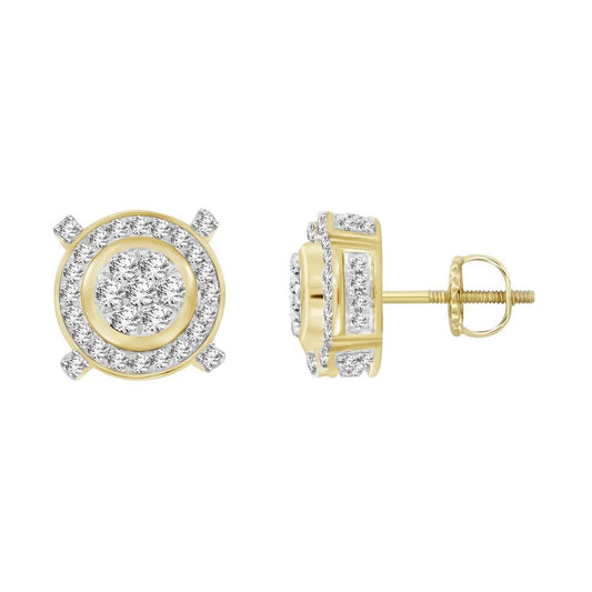 LADIES STUD EARRINGS 0.50CT ROUND DIAMOND 10K YELLOW GOLD