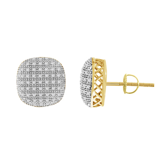 LADIES EARRINGS 0.50CT ROUND DIAMOND 10K YELLOW GOLD