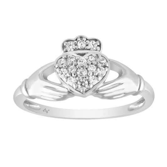LADIES RING 0.15CT ROUND DIAMOND 10K WHITE GOLD