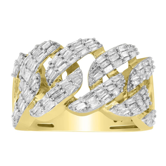 MEN'S RING 1.00CT BAGUETTE DIAMOND 10K YELLOW GOLD
