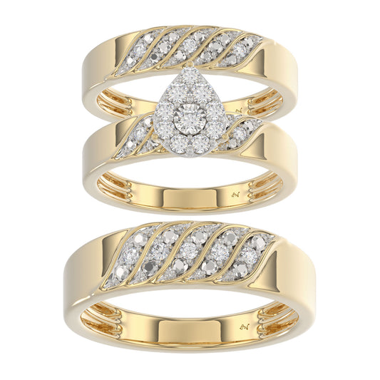 LADIES TRIOS SET 0.33CT ROUND DIAMOND 10K YELLOW GOLD