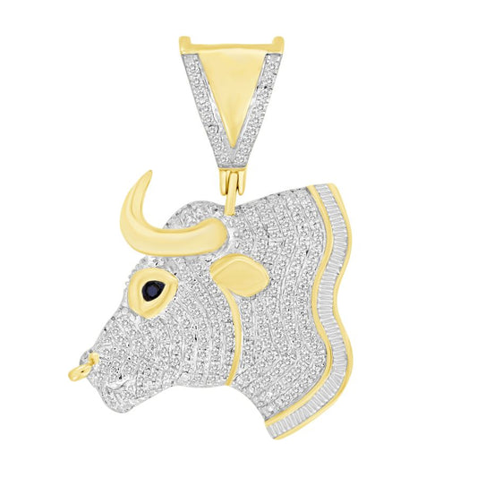 MEN'S CHARM 0.50CT ROUND/BAGUETTE DIAMOND 10K YELLOW GOLD