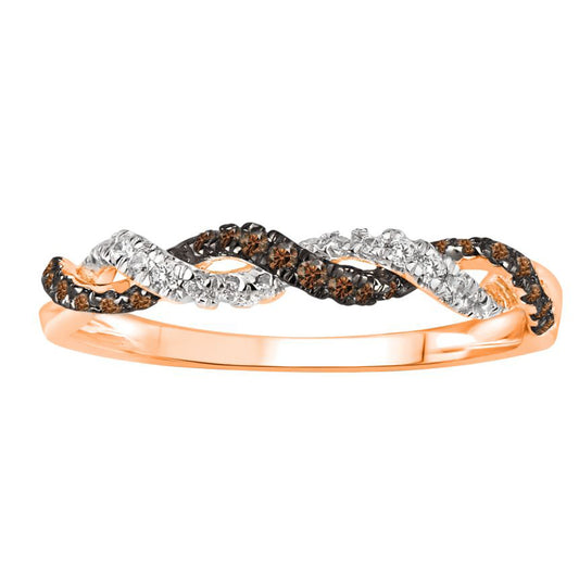LADIES RING 0.25CT ROUND/DARK BROWN DIAMOND 14K ROSE GOLD