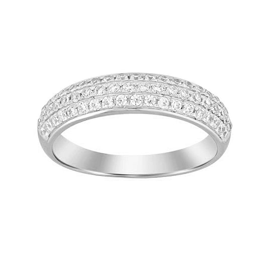 LADIES BAND 0.50CT ROUND DIAMOND 10K WHITE GOLD