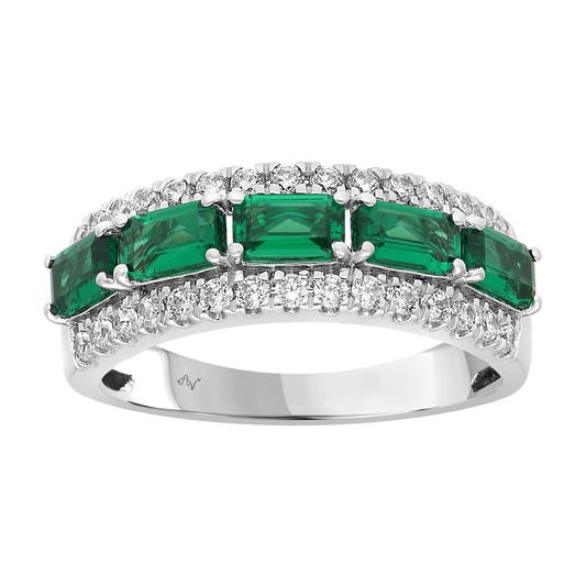 LADIES BAND 1.65CT ROUND/EMERALD DIAMOND 14K WHITE GOLD