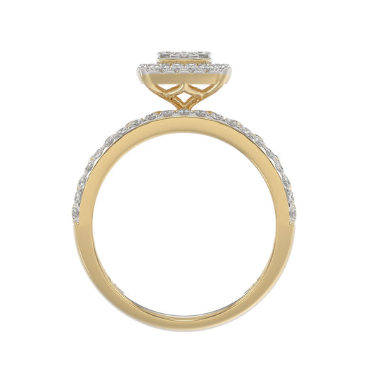 LADIES TRIO SET 1.50CT ROUND DIAMOND 10K YELLOW GOLD