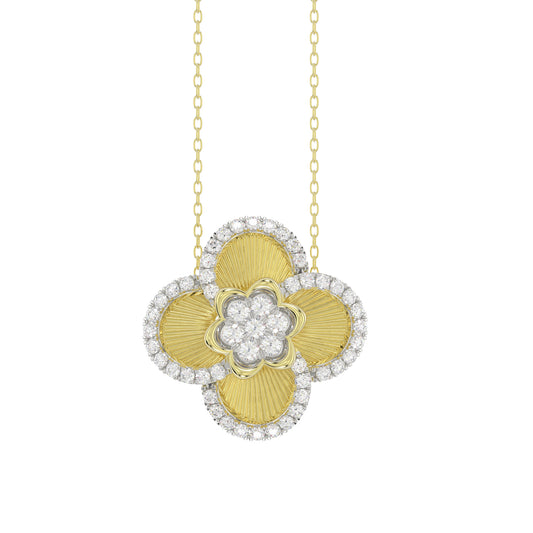 LADIES PENDANT WITH CHAIN 0.16CT ROUND DIAMOND 14K YELLOW GOLD