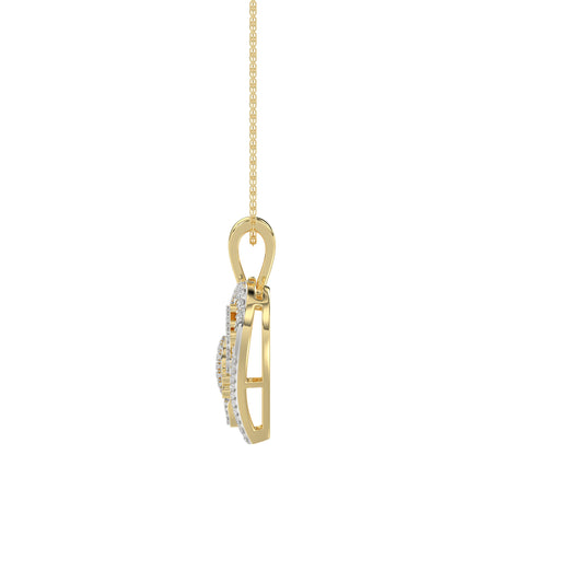 Elegance Ladies Love Heart-Shaped Pendant 0.20Ct Round Diamond, 10K Yellow Gold Fashion Pendant With Chain
