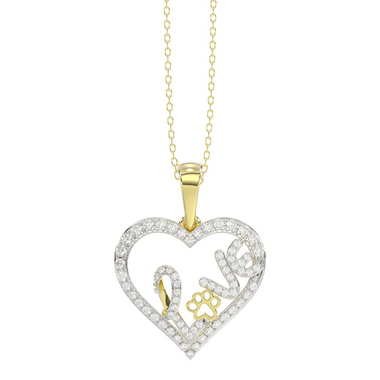 Elegance Ladies Love Heart-Shaped Pendant 0.20Ct Round Diamond, 10K Yellow Gold Fashion Pendant With Chain