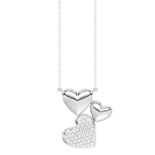 LADIES NECKLACE 0.13CT ROUND DIAMOND 14K WHITE GOLD