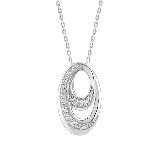LADIES PENDANT WITH CHAIN 0.16CT ROUND DIAMOND 14K WHITE GOLD