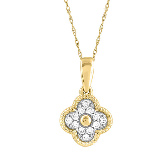 LADIES PENDANT WITH CHAIN 0.15CT ROUND DIAMOND 14K YELLOW GOLD