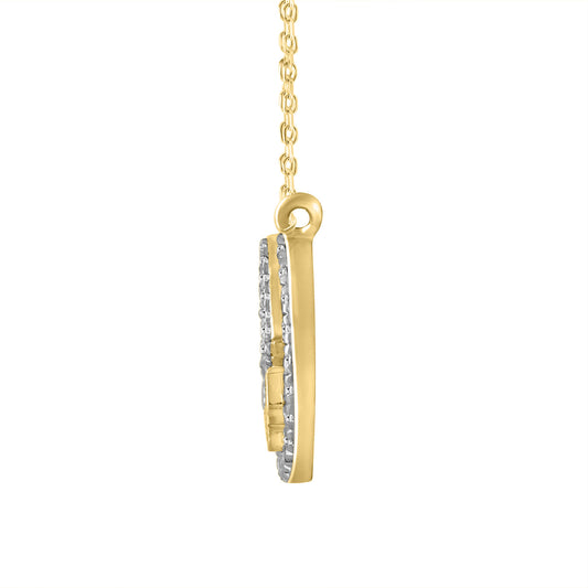 LADIES NECKLACE 0.25CT ROUND DIAMOND 14K YELLOW GOLD