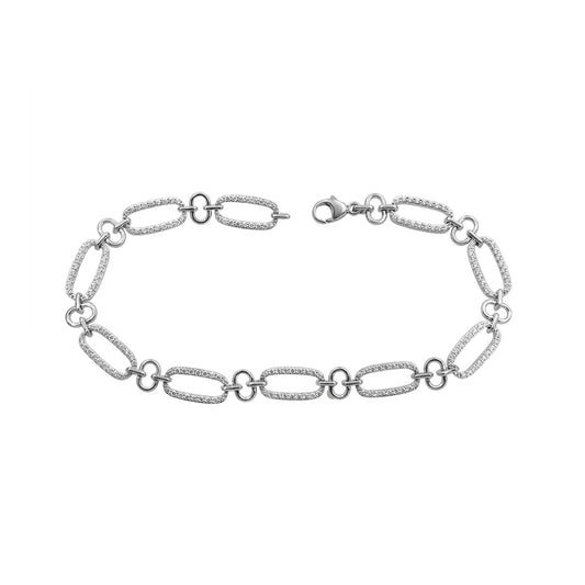 LADIES BRACELET 1.00CT ROUND DIAMOND 14K WHITE GOLD