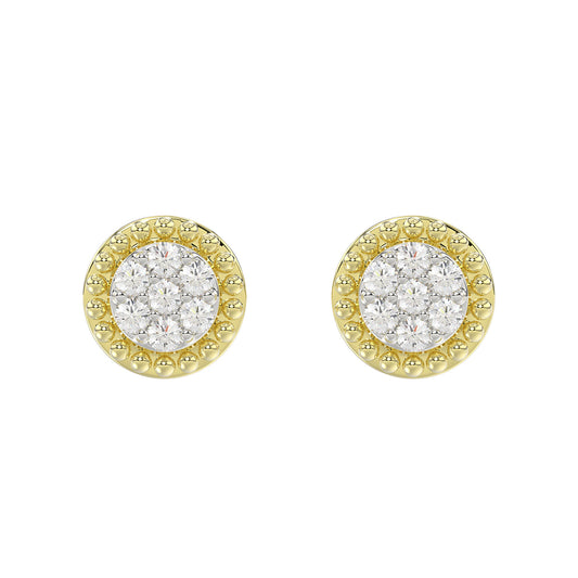 LADIES EARRINGS 0.20CT ROUND DIAMOND 14K YELLOW GOLD