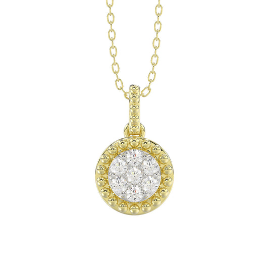 LADIES PENDANT WITH CHAIN 0.10CT ROUND DIAMOND 14K YELLOW GOLD