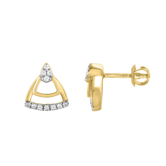LADIES EARRINGS 0.13CT ROUND DIAMOND 14K YELLOW GOLD