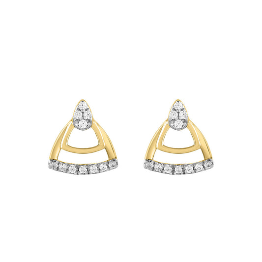 LADIES EARRINGS 0.13CT ROUND DIAMOND 14K YELLOW GOLD