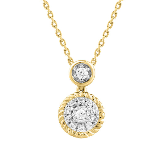 LADIES NECKLACE 0.13CT ROUND DIAMOND 14K YELLOW GOLD