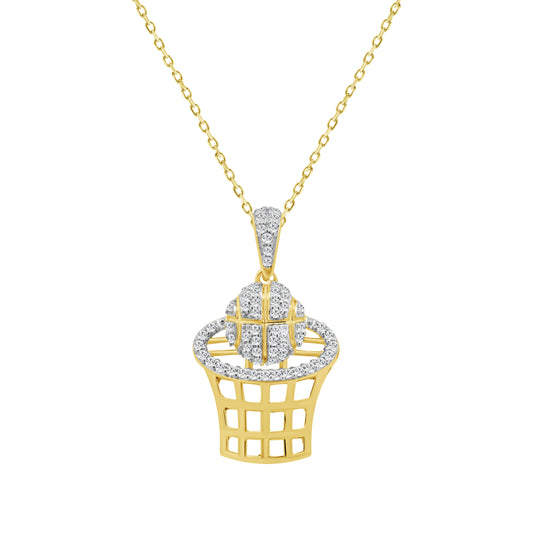 LADIES PENDANT WITH CHAIN 0.16CT ROUND DIAMOND 10K YELLOW GOLD