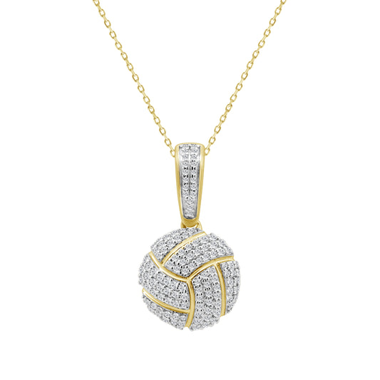 LADIES PENDANT WITH CHAIN 0.33CT ROUND DIAMOND 10K YELLOW GOLD