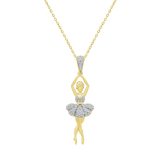 LADIES PENDANT WITH CHAIN 0.10CT ROUND DIAMOND 10K YELLOW GOLD