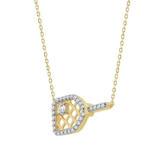 LADIES PENDANT WITH CHAIN 0.16CT ROUND DIAMOND 10K YELLOW GOLD
