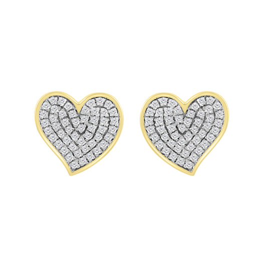 LADIES EARRINGS 0.20CT ROUND DIAMOND 10K YELLOW GOLD