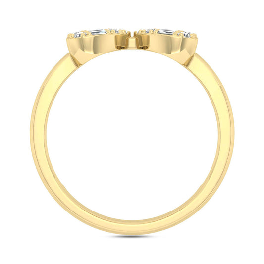 LADIES RING 0.25CT ROUND/BAGUETTE DIAMOND 14K YELLOW GOLD