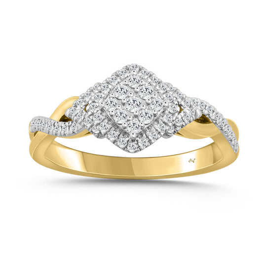 LADIES RING 0.25CT ROUND DIAMOND 10K YELLOW GOLD