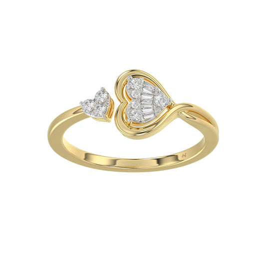 LADIES RING 0.15CT ROUND/BAGUETTE DIAMOND 10K YELLOW GOLD