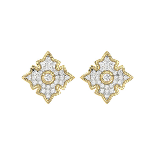LADIES EARRING 0.25CT ROUND DIAMOND 10K YELLOW GOLD