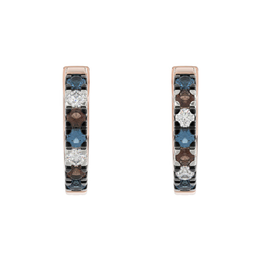 LADIES EARRING 0.50CT ROUND/ROUND BLUE/DARK BROWN DIAMOND 14K ROSE GOLD