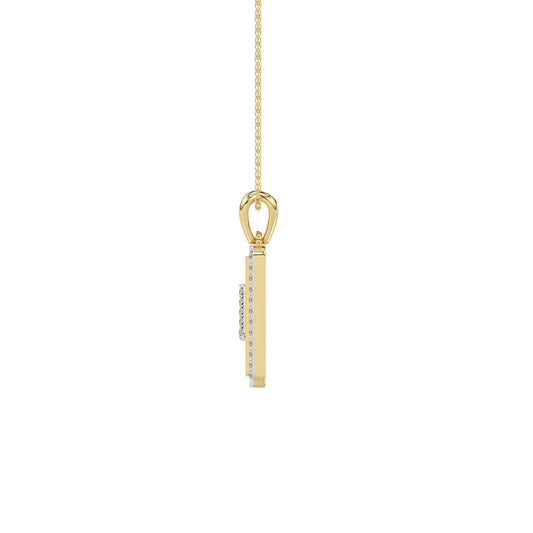 10K Yellow Gold letter 'V' Fashion Pendant With Chain - 0.20 CT Round Diamond Ladies Jewelry Gift