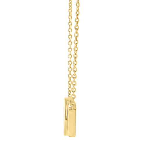 Classic 10K Yellow Gold Diamond Necklace For Ladies 0.16Ct Round Cut Diamonds