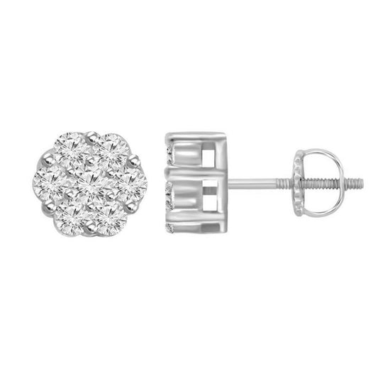 LADIES EARRINGS 0.15CT ROUND DIAMOND 14K WHITE GOLD
