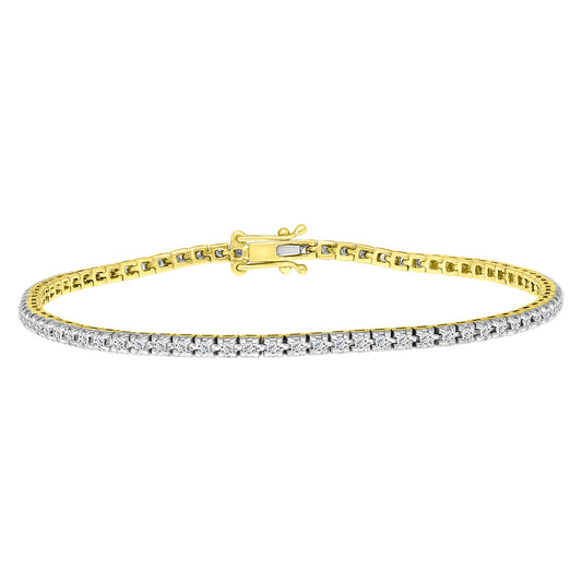 LADIES BRACELET 1.00CT ROUND DIAMOND 14K YELLOW GOLD(SI QUALITY)