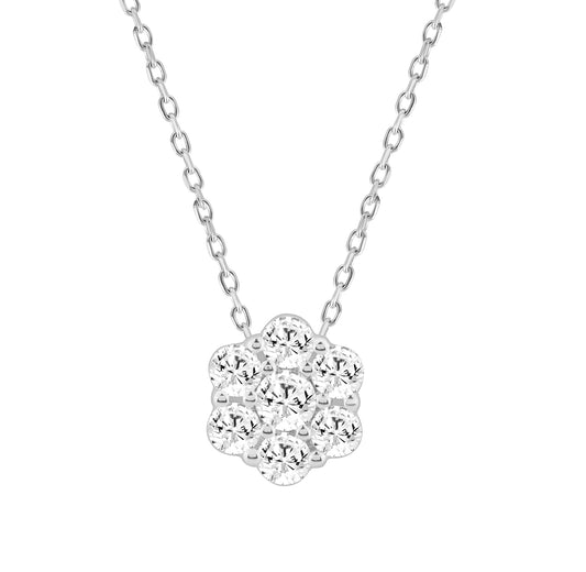 LADIES PENDANT WITH CHAIN 0.50CT ROUND DIAMOND 14K WHITE GOLD