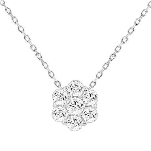 LADIES PENDANT WITH CHAIN 0.50CT ROUND DIAMOND 14K WHITE GOLD