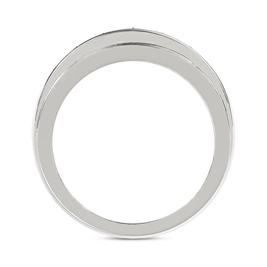 MEN'S BAND 1.00CT ROUND DIAMOND 10K WHITE GOLD