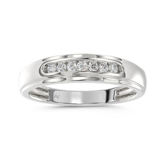 MEN'S BAND 0.25CT ROUND DIAMOND 10K WHITE GOLD