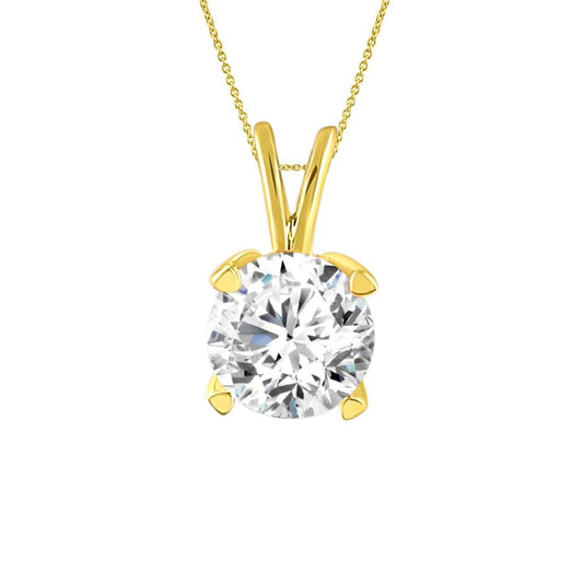 LADIES SOLITAIRE PENDANT 0.75CT ROUND DIAMOND 14K YELLOW GOLD