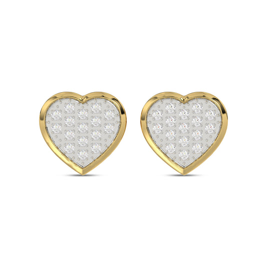 MEN'S HEART YUVA EARRING 0.10CT ROUND DIAMOND 10K YELLOW GOLD