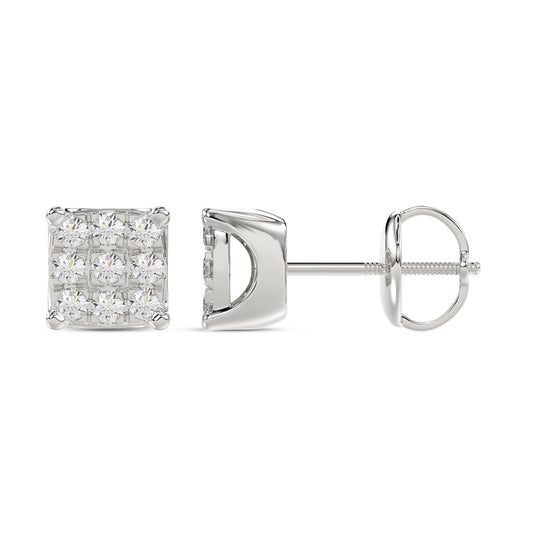 LADIES EARRING 0.25CT ROUND DIAMOND 10K WHITE GOLD
