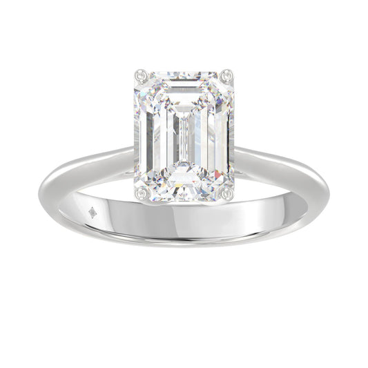 LADIES SOLITAIRE RING 3CT EMERALD DIAMOND 14K WHITE GOLD (CENTER STONE EMERALD DIAMOND 3CT )